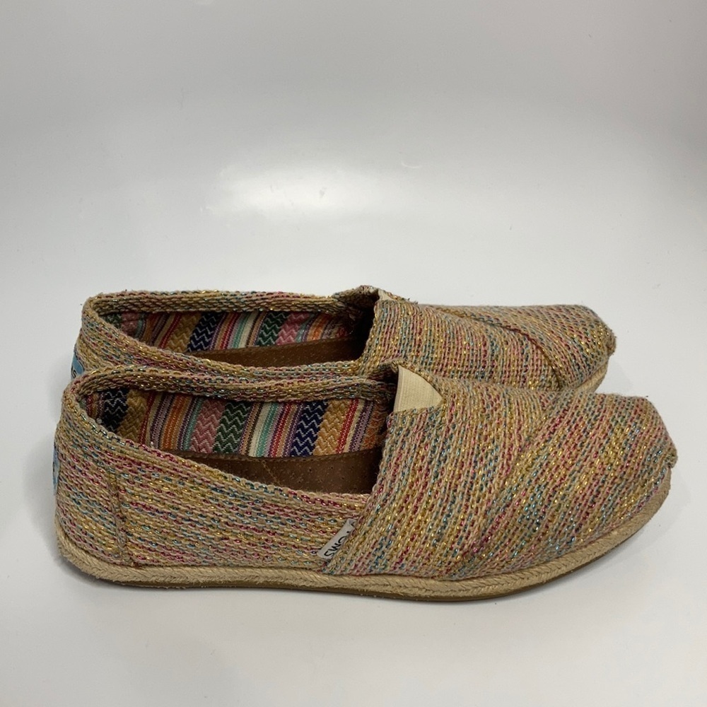 Toms iridescent burlap‎ espadrille slip on shoes size 7.5